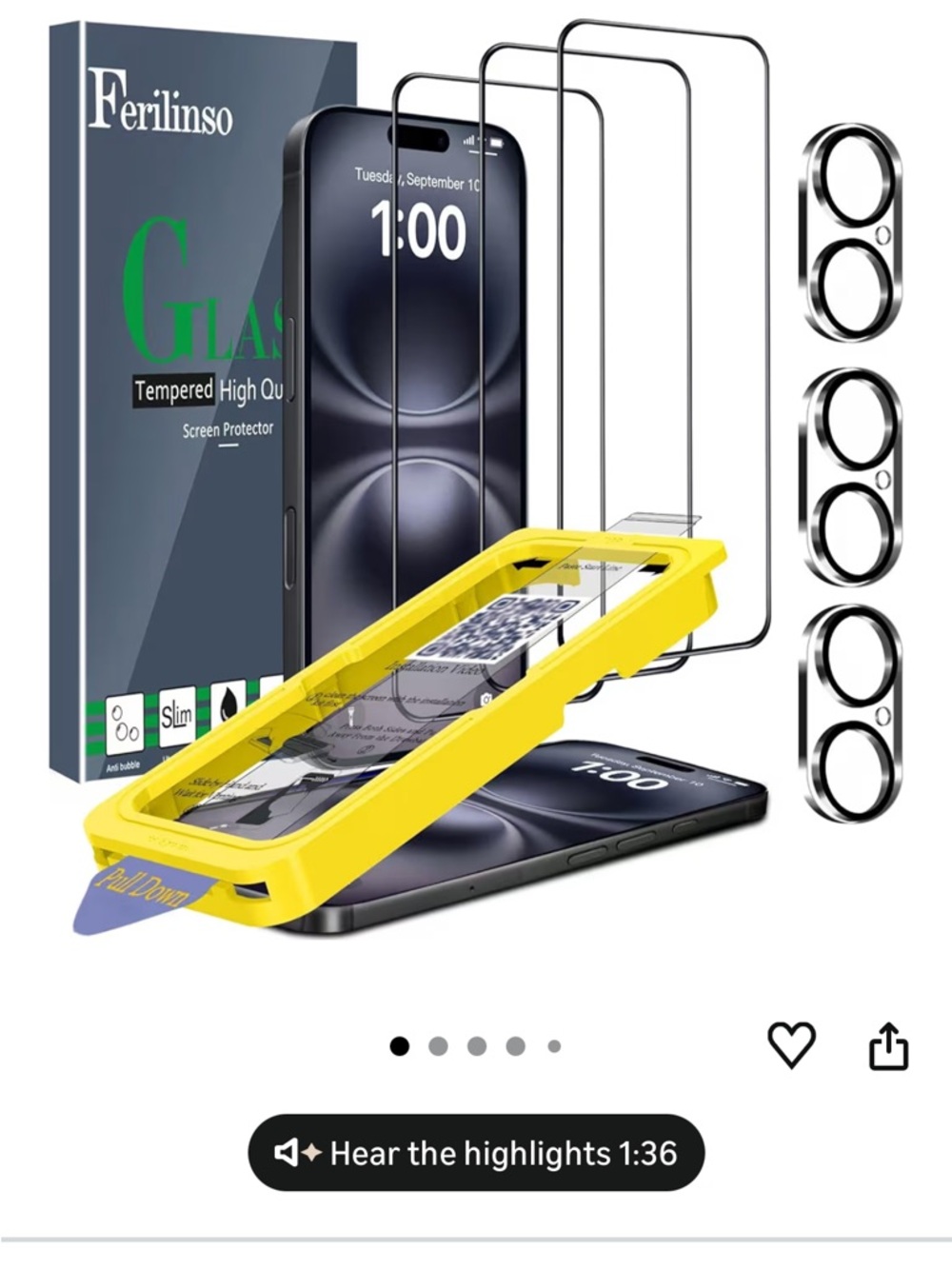 Tempered Glass Screen Protector Kit for Cell Phones